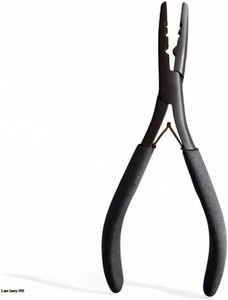 Pince à extensions de cheveux à bout plat, logo personnalisé, noir et or, en acier inoxydable, outils courbés pour micro-perles, usage commercial - Product Image 5
