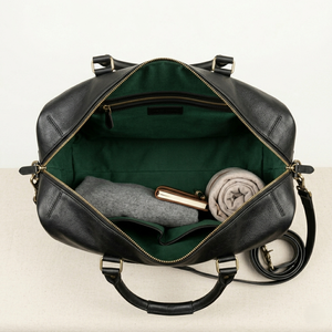 Bolsa de Viaje Adimani Premium de Cuero Negro, Bolsa de Fin de Semana con Cierre de Cremallera, Gran Capacidad, Unisex, 22 Pulgadas - Product Image 4
