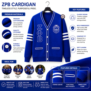 เสื้อคาร์ดิแกนผู้หญิงปักลายอะคริลิคติดกระดุม Zeta Phi Beta รุ่นวินเทอร์ |   ZOB Sorority สไตล์วินเทจแบบกำหนดเอง - Product Image 5