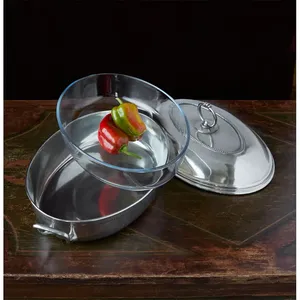 Casserole de service en acier inoxydable de 24 cm avec couvercle, bol alimentaire rond couvert pour buffet, hôtel, restaurant, table à manger - Product Image 5