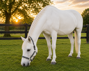 Cabestro de Nailon para Caballo con Puntos Blancos y Negros, Diseño Acolchado para Uso Ecuestre - Product Image 1