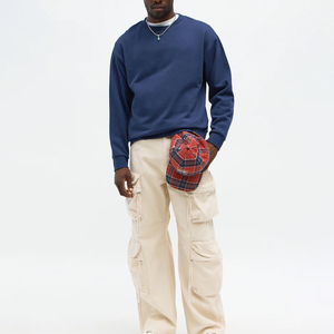 Custom Embroidery Blank Plain Crewneck Sweatshirt Heavyweight <b>Men's</b> Oversize Button Waffle Distressed <b>Henley</b> Washed <b>Long</b> <b>Sleeves</b> - Product Image 3