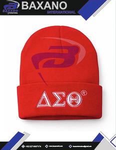Delta |   Sigma |   Gorro de Invierno de Punto de la Hermandad Theta DST, Rojo y Blanco, Bordado en 3D, Gorro de Invierno de Punto Premium - Product Image 5