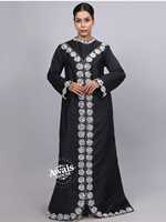 Nouvel Arrivage Ensemble 2 Pièces Grande Taille Kaftan Islamique Léger Fait Main Brodé Perlé Longueur Ras du Sol Manches Longues Col Montant