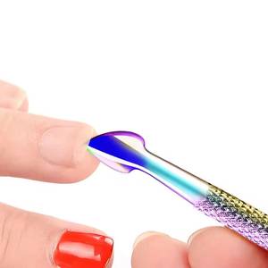 Morje Surgical Stainless Steel Reusable Manicure Cuticle Pusher Double Head <b>Nail</b> <b>Tool</b> Rainbow Finish - Product Image 3