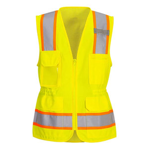 High Visibility Reflective Vest Front Pocket Construction <b>Worker</b> Safety Work Clothing Night Duty Security Vest <b>Jackets</b> - Product Image 2