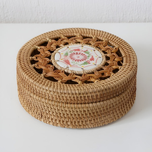 Caja de ratán con tapa de cerámica, cajas de almacenamiento hechas a mano, contenedor para alimentos, té, dulces, decoración de mesa y escritorio - Product Image 4