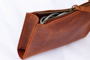 Full Grain Leather <b>Cable</b> Organizer Luxury Desk Cord Tidy Travel Tech Wrap Wire Management Case Verified Supplier LCO-0017 - Product Image 4