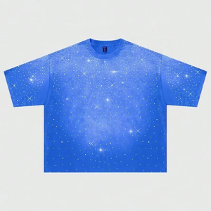 เสื้อยืดลายใหม่ประดับเพชรเทียมสำหรับผู้ชาย แฟชั่นสตรีทแวร์ พิมพ์ลายตามสั่ง เสื้อยืดคอวีประดับเพชรเทียม - Product Image 5