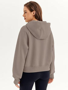 เสื้อฮู้ดผ้าฟลีซสำหรับผู้ชายเสื้อฮู้ดผ้าฟลีซแบบเปิดไหล่หนา - Product Image 5