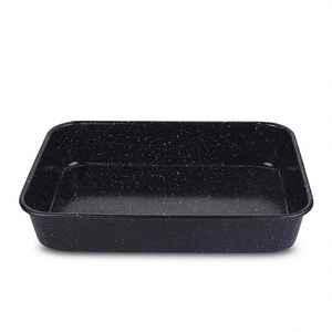 ถาดอบทรงสี่เหลี่ยมผืนผ้าทำจากเหล็กกล้าคาร์บอนคุณภาพสูง พร้อมเคลือบหินแกรนิตหลายชั้นแบบไม่ติดกระทะ ใช้กับเตาอบได้ กระจายความร้อนได้สม่ำเสมอ - Product Image 1