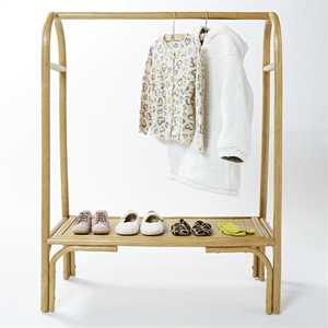 Estante de exhibición de ropa de ratán, perchero de madera de caña tejido a mano, precio competitivo, barra de ropa natural - Product Image 4