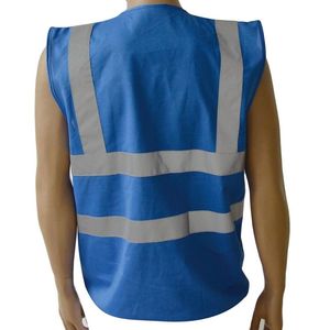 Veste de sécurité bleue haute visibilité personnalisée avec logo, tissu réfléchissant, veste de travail, logo et design personnalisés - Product Image 4