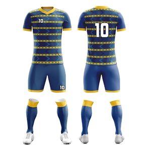 Maillot de football pour hommes en gros, 100 % polyester, imprimé par sublimation, personnalisable avec nom et numéros d'équipe, coupe courte, séchage rapide, respirant - Product Image 5