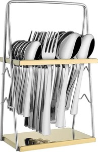 Ensemble de couverts classiques plaqués argent, finition miroir, manches longs, compatibles lave-vaisselle, pour mariage, cuillères, fourchettes, couteaux - Product Image 3