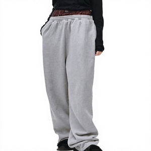 OEM Double <b>Belt</b> Sweatpants High Baggy Trouser Pajama Ladies Polyester/Cotton Fleece Oversize <b>Elastic</b> Waist Streetwear Summer - Product Image 2