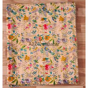 Edredón Kantha de Algodón Orgánico Qrganic, Hecho a Mano, Bordado, Reversible, Ecológico, Estilo Vintage, Manta para el Hogar y Hoteles - Product Image 5