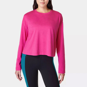 Camiseta Deportiva de Manga Larga y Cuello Redondo para Mujer, de Alto Rendimiento, para Gimnasio y Deportes - Product Image 1