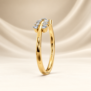 Bague ouverte en forme de feuille inspirée de la nature avec diamant de laboratoire pour femme, design botanique serti en or 10K 14K 18K ou argent 925 935 - Product Image 4