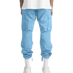 Men's Cargo Pants <b>Drawstring</b> Casual Hiking Joggers Cotton Spandex Breathable Quick Dry Eco-Friendly Loose Straight <b>Trousers</b> - Product Image 4