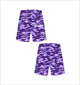 Pantalones Cortos Deportivos de Camuflaje Morado para Hombre, Talla Grande, Cintura Elástica, Estampado por Sublimación, Marca Ferocious Clothing - Product Image 1