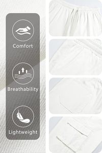 Pantalones Cortos Cargo Blancos para Hombre, Cintura Media, con Cordón, Estilo Casual, de Lona de Algodón, con Bolsillos, Transpirables - Product Image 3