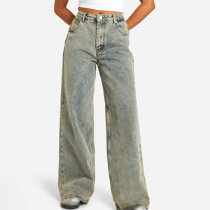 Jeans de Mezclilla Rectos OEM para Mujer, Estilo Vintage, Ropa Casual Urbana, Proveedor de Ropa al por Mayor, Fábrica de Exportación de Ropa - Product Image 2