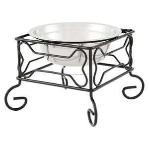 Alimentador de cuencos de acero para mascotas de diseñador, soporte de Metal negro para gatos, gatitos, cachorros, perros grandes y mascotas de Ambience Lifestyle - Product Image 1