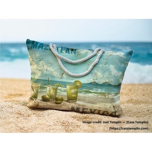 Sac fourre-tout en toile 40cm x 60cm x 10cm / Étiquette intérieure Sacs fourre-tout pour femmes Design personnalisé Sac de plage avec fermeture éclair à l'ouverture - Product Image 4