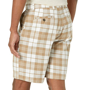 Men's Plaid Cotton Shorts Beige White <b>Checkered</b> Pattern Casual Summer Wear - Product Image 2