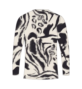 Camiseta de manga larga para hombre, personalizada, sublimada, con estampado animal negro y crema, para caza, pesca, deportes atléticos y entrenamiento. - Product Image 2