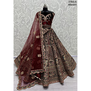 Collections de velours de vêtements de mariée indiens pour la mariée avec le travail de Zarkhan par Fabzone - Product Image 2