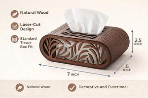 Modern Wooden Tissue Box Cover Laser Cut Decorative Napkin Holder Rectangle Tissue <b>Case</b> for Home Office - Product Image 2