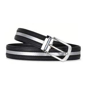 Wholesale Polyester Webbing Casual Solid Steel Buckle Cow Hide Men's Belt with Woven <b>Tap</b> - Product Image 4