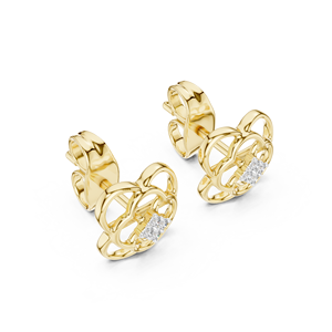 Juego de Aretes Clásicos con Diamantes Cultivados en Laboratorio, Oro Amarillo Sólido de 18 Quilates, Baño de Rodio, Corte Brillante, Certificados, para Compromiso, Boda, Fiesta - Product Image 2