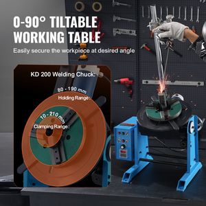 Posicionador de Soldadura Rotatorio de 50 kg con Mesa Giratoria de 0-90 Grados, 0.5-6 RPM, 120 W, Mandril de Torno de 3 Mordazas de 12.4 Pulgadas - Product Image 4