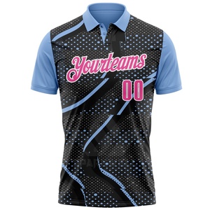 เสื้อโปโลวอลเลย์บอลชายสีดำน้ำเงินแบบสั่งทำพิเศษ แขนสั้น ระบายเหงื่อได้ดี ผลิตจากโพลีเอสเตอร์ พร้อมสกรีนชื่อทีมและหมายเลขได้ - Product Image 1