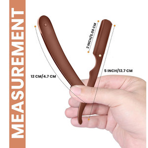 มีดโกนหนวดตรงแบบมืออาชีพ สีน้ำตาล ผลิตจากสแตนเลสแท้ 100% พร้อมใบมีดเซฟตี้ 100 ใบ - Product Image 3