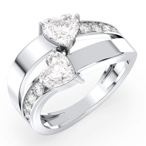 Anillos de compromiso y promesa REYES GRA de plata de ley 925 con moissanita en forma de corazón de 1.79 quilates para mujer, joyería fina de lujo. - Product Image 2