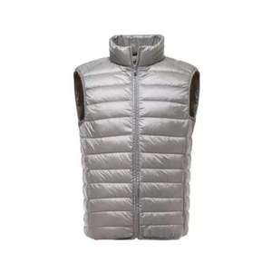 Custom Packable Men Puffer Vest Ultra Light Stand Collar Sleeveless Winter Jacket Grey Casual Bubble <b>Gilet</b> Wholesale Bulk - Product Image 4