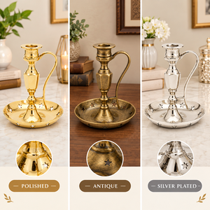 Candelero Alto de Latón para Velas Cónicas, Hecho a Mano, Base Larga para Velas, Centro de Mesa Decorativo, Decoración Vintage de Metal para el Hogar - Product Image 4