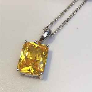 Collier rectangulaire en citrine, pendentif en argent sterling, pierre de naissance de novembre, cadeau d'anniversaire pour femme - Product Image 6