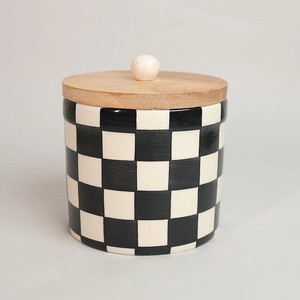 Handcrafted Ceramic <b>Storage</b> Jar Wooden Lid Airtight <b>Kitchen</b> Organizer Floral Design Durable Food Safe <b>Container</b> - Product Image 6