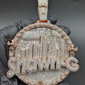Pendentif de luxe en argent, Moissanite VVS taille brillant, serti clos, plaqué rhodium, motif couronne, pour fête Hip Hop, de haute qualité, créé en laboratoire - Product Image 1