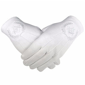 Guantes Masónicos de Cuero, Guantes de Cuero Bordados para Maestro Masón de la Logia Azul - Product Image 3