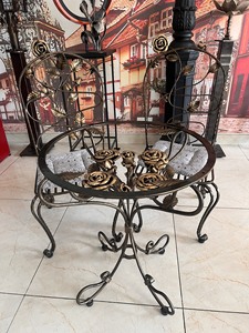 Traditional <b>Aluminum</b> Garden <b>Table</b> Rose Design Outdoor Furniture Durable Coffee <b>Table</b> for Patio Use Weather Resistant Stackable - Product Image 2