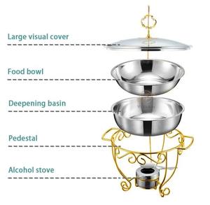 Recipientes modernos de metal para calentar comida con tapa de vidrio, ideales para servir platos principales calientes y guarniciones calientes. - Product Image 2
