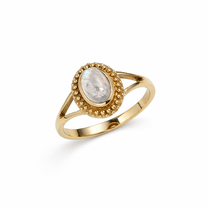 Natural Rainbow Moonstone <b>Ring</b> 925 Sterling Silver <b>Gold</b> Plated Bezel <b>Set</b> Handmade Oval Gemstone <b>Ring</b> for Women Wholesale - Product Image 1
