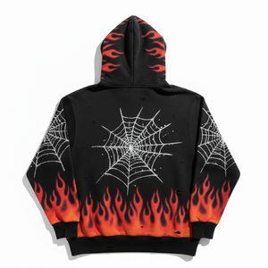 Sudadera con Capucha de Invierno Y2K al por Mayor, con Estampado Gráfico de Telaraña, Estilo Hip Hop Urbano, Ajuste Regular, de Algodón y Forro Polar - Product Image 3