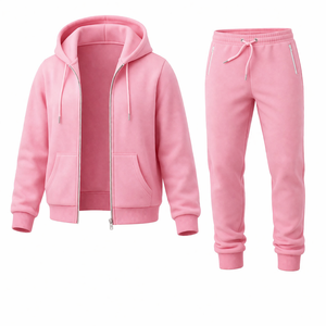 Men's <b>Pink</b> Zip Up Hoodie Sweat Suit Jogger Tracksuit <b>Set</b> <b>Gym</b> Workout Training Sportswear Custom Logo Wholesale OEM Supplier - Product Image 2